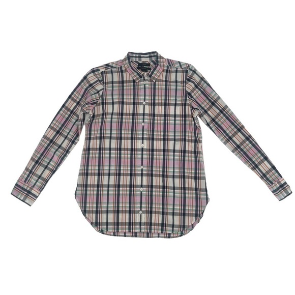 J. Crew Pink Classic-fit Boy Shirt In J. Crew Signature Plaid Size 4 Women’s - Picture 1 of 6